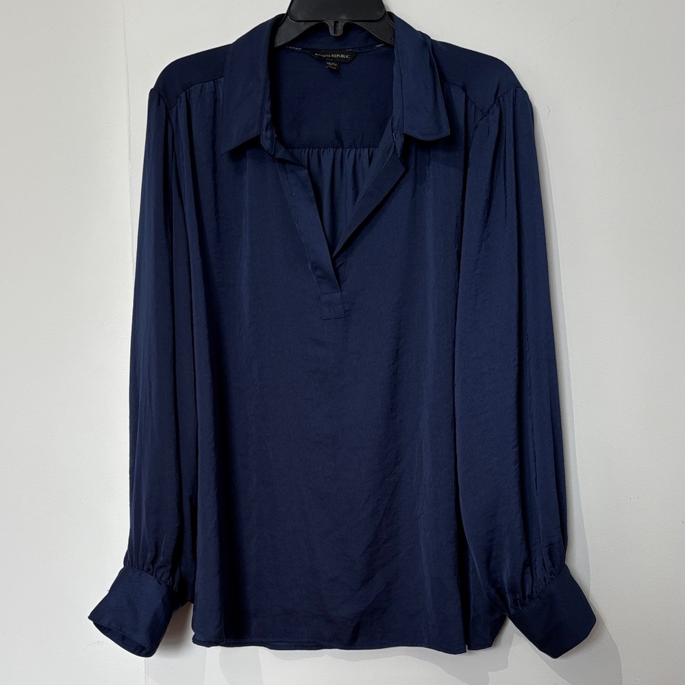 Banana Republic Navy Blue Long Sleeve Blouse